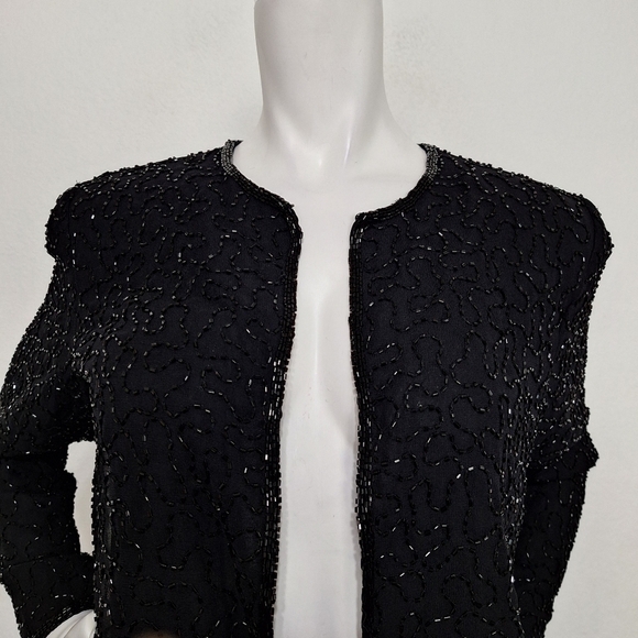 JMD New York Vintage Black Fairy Beaded Witchy Whimsigoth Jacket Size PS - Picture 2 of 12